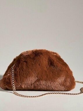Anthropologie the Frankie mini faux fur clutch